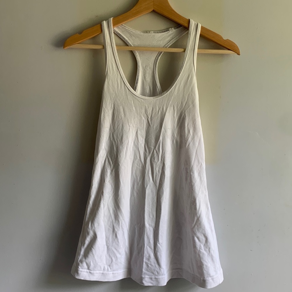 Lululemon laser mesh white sheer tank